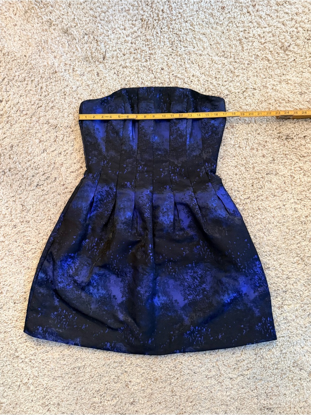 Homecoming H&M Strapless Blue Black Jacquard Cocktail Mini Bubble inspired 12 - Picture 8 of 15